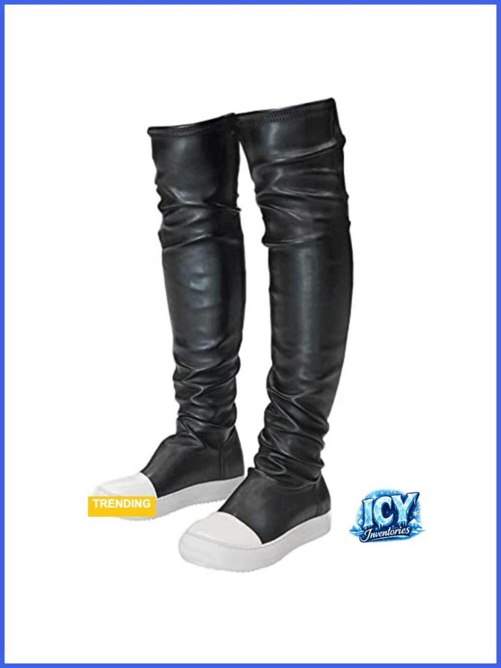 Thigh High Flat Over The Knee Round Toe Boots PU Leather